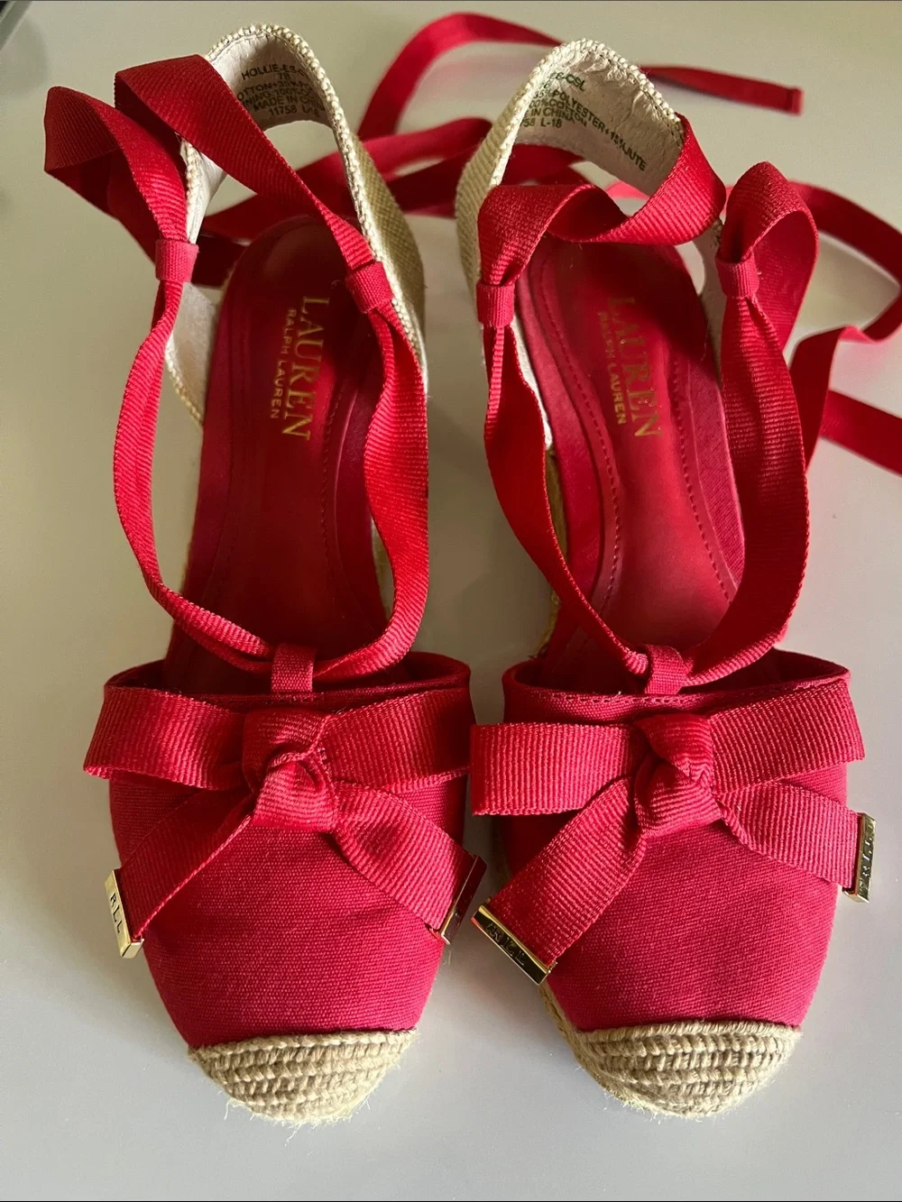 LAUREN Ralph Lauren Women’s Red Canvas Espadrilles Size: 7B